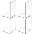 Minimalist Acrylic Bookends 4 Pcs, Clear Book Ends for Shelves, Set