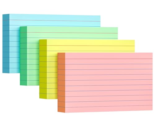 refined Colored Index Cards 3x5, 200 Pack, 180gsm Heavy Ruled Kit