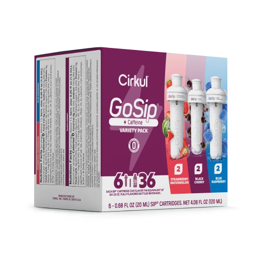 Vitamin-Infused GoSip 6-Pack Variety Pack CB6Q - Zero-Calorie Multi-Flavor Sip Pods for Water Bottle Detail