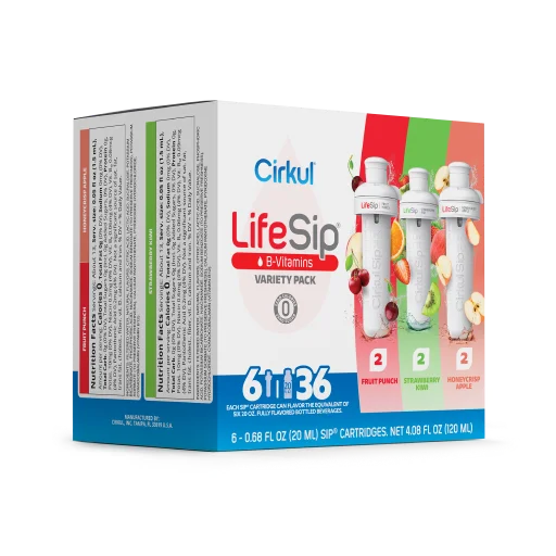 Sugar-Free LifeSip 6-Pack Variety Pack PN3A - Electrolyte Hydration Enhanced Taste Cartridges Detail