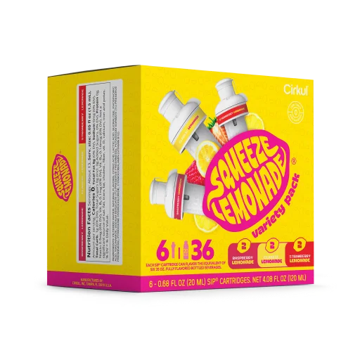 Natural Fruit Flavored Squeeze Lemonade 6-Pack Variety Pack 3TLS - Electrolyte Hydration Enhanced Taste Cartridges Detail