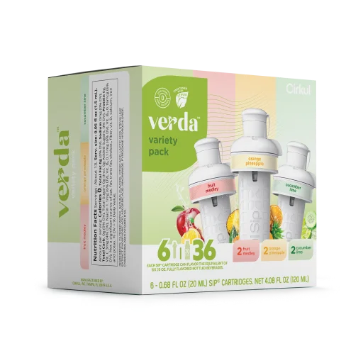 Sugar-Free Verda 6-Pack Variety Pack CT2I - Zero-Calorie Multi-Flavor Sip Pods for Water Bottle Detail